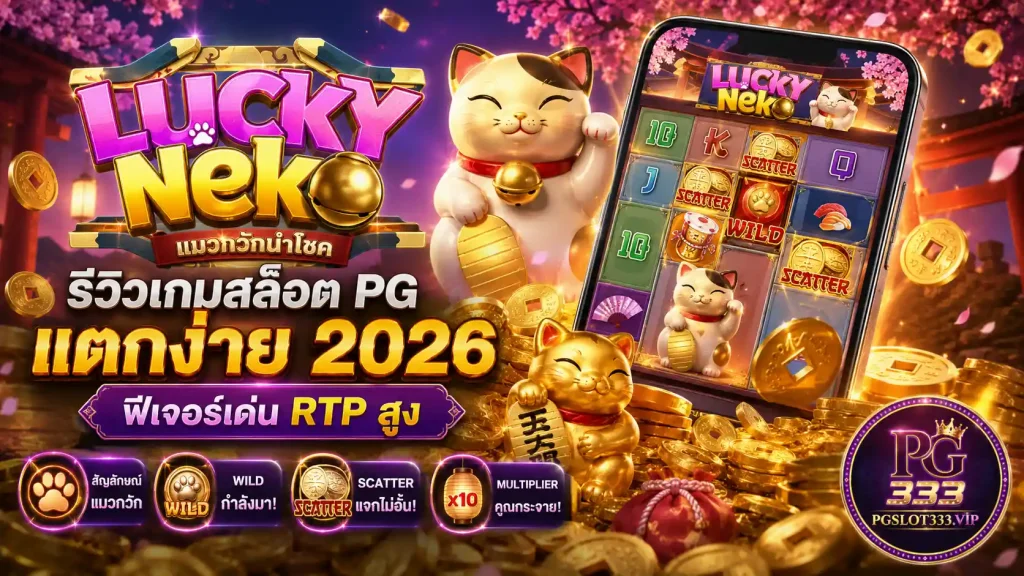 Lucky Neko แตกง่าย เกมสล็อต PG แมวกวักนำโชค 2026