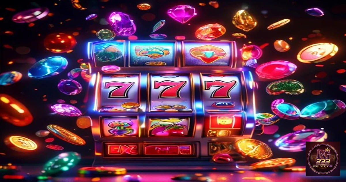 ภาพเครื่องสล็อต PG Slot พร้อมสัญลักษณ์เกมที่หลากหลาย
