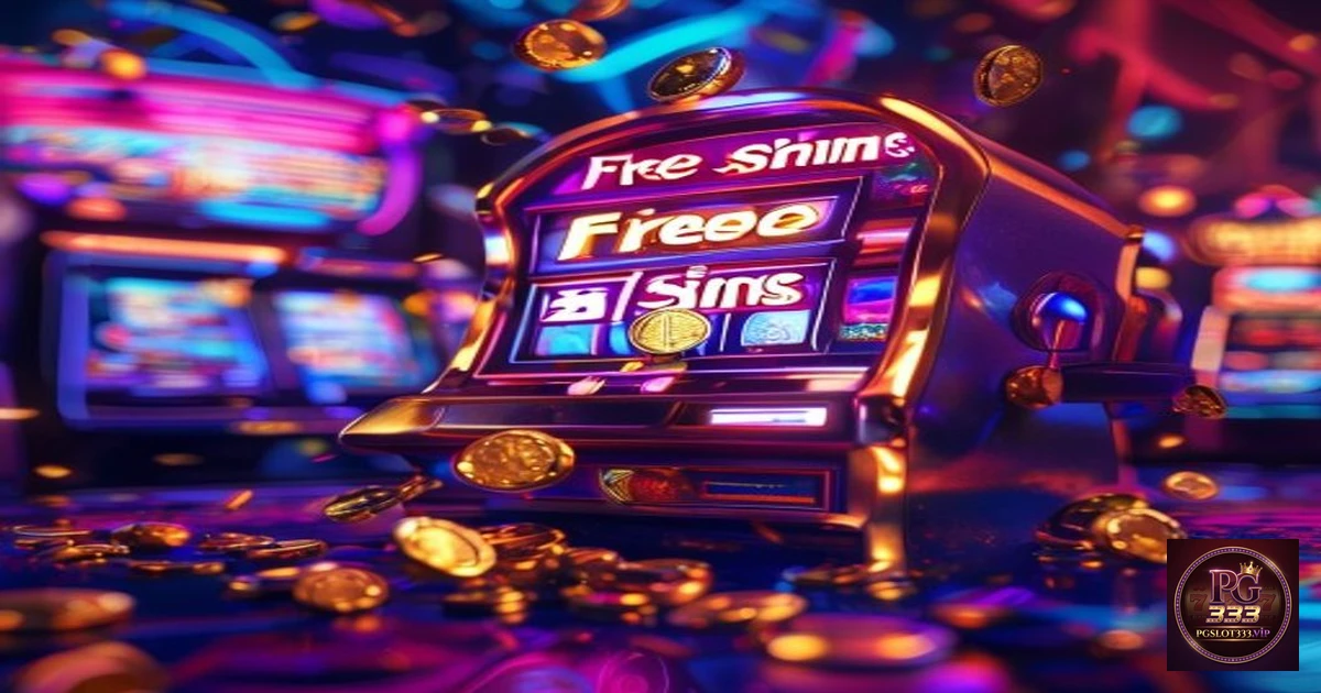ภาพเครื่องสล็อต PGSLOT พร้อมสัญลักษณ์ฟรีสปินและเหรียญทอง